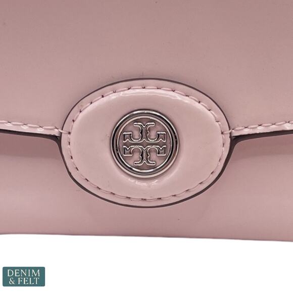 NEW Tory Burch Small Robinson Spazzolato Wallet Powder Pink Patent Leather - Picture 5 of 14